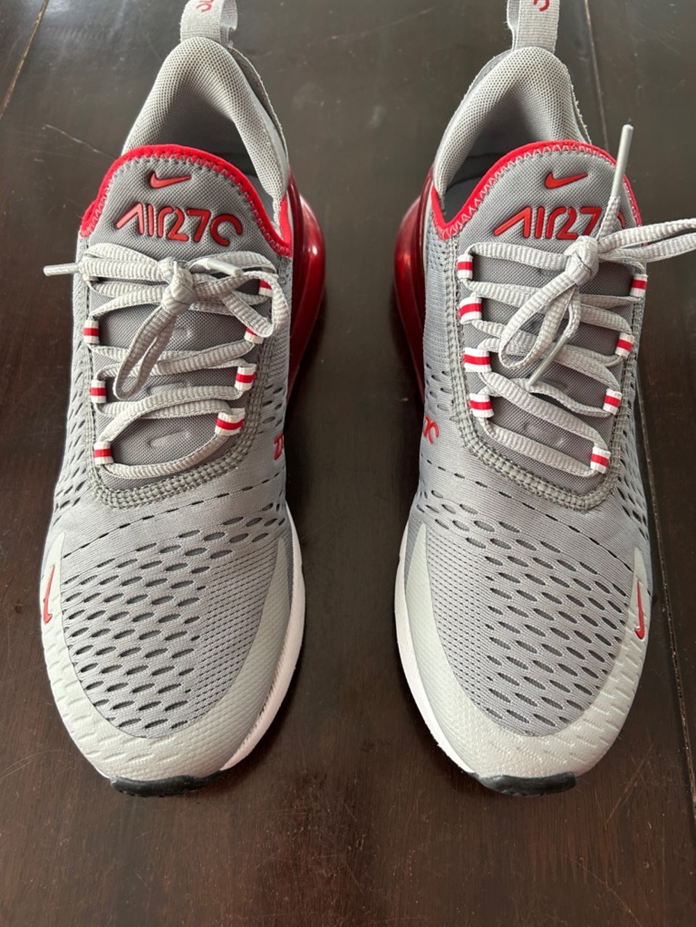 Nike Grey and Red Air270 Athletic Sneakers